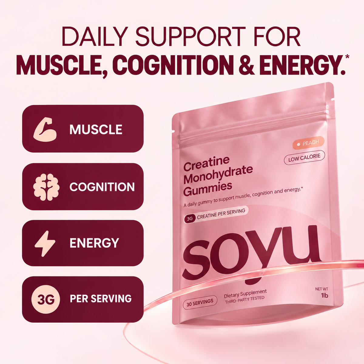 SOYU Creatine Monohydrate Gummies — Peach — image 2