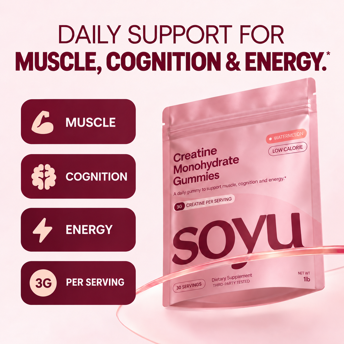 SOYU Creatine Monohydrate Gummies — Watermelon — image 2